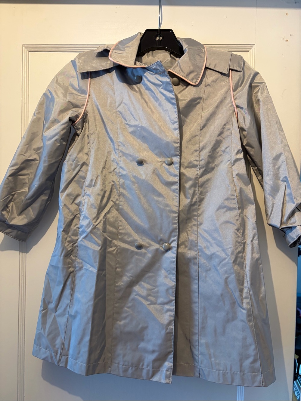 Vintage 80’s Rothschild Light Gray Trench Coat with Pink Piping